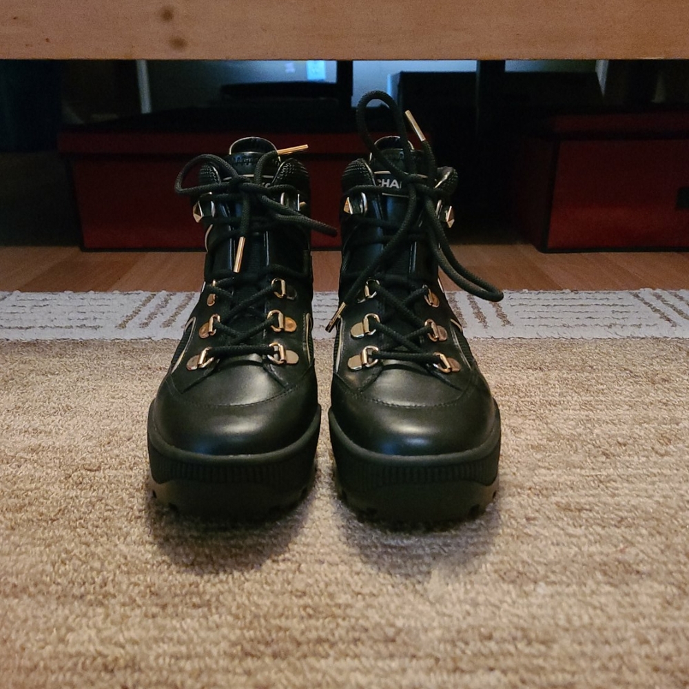 Michael Kors Black Lace Up Boots Size 6.5